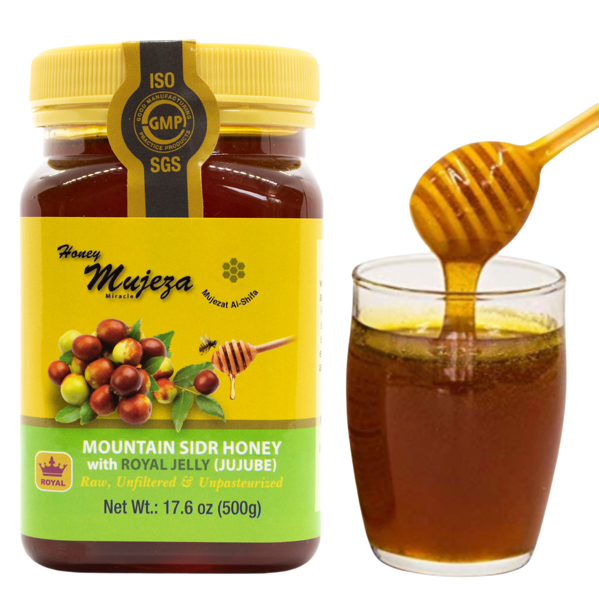 Mujeza Raw Mountain Sidr Honey with 100% Enriched Pure Fresh RoyalJelly 500g
