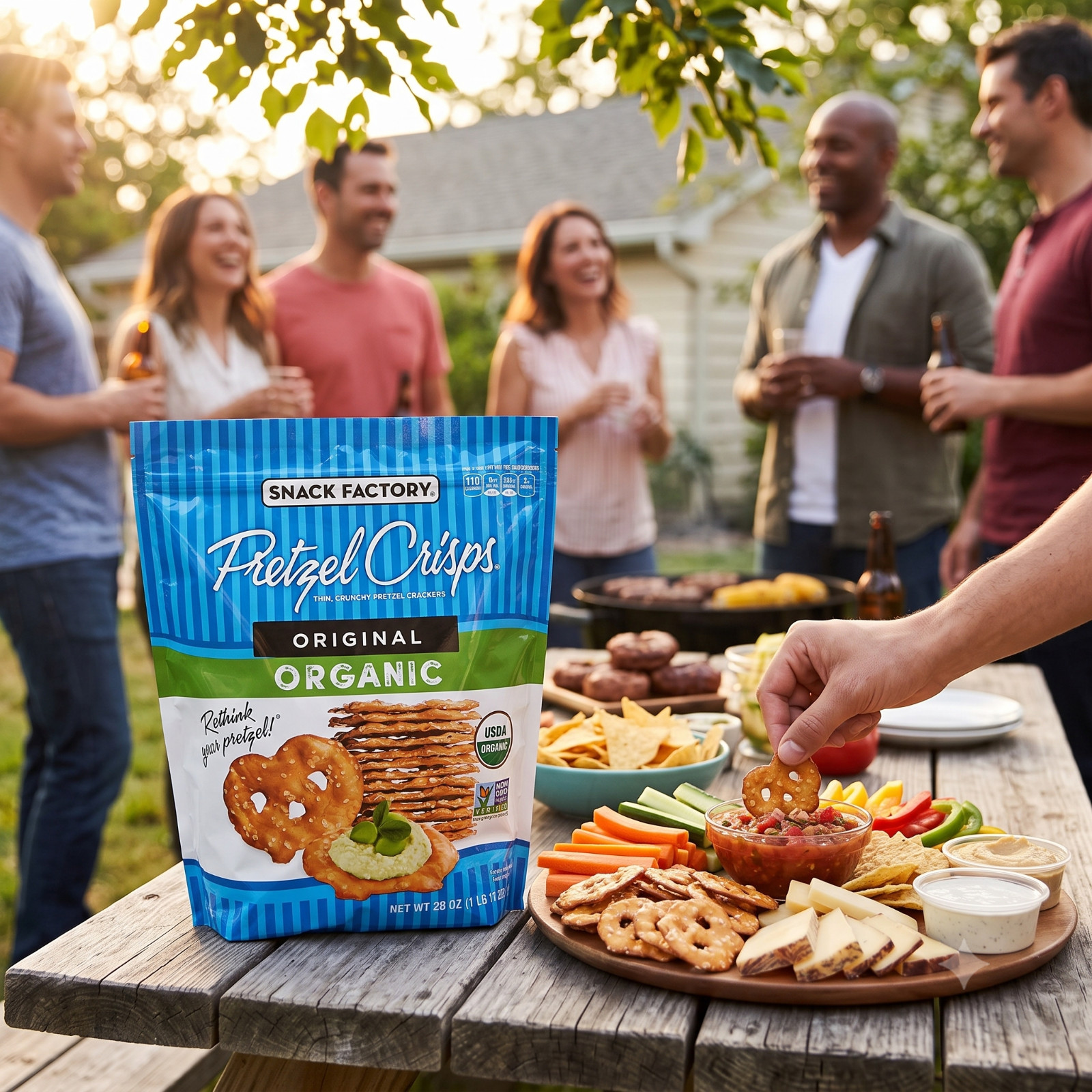 Snack Factory Organic Original Pretzel Crisps, 28 oz