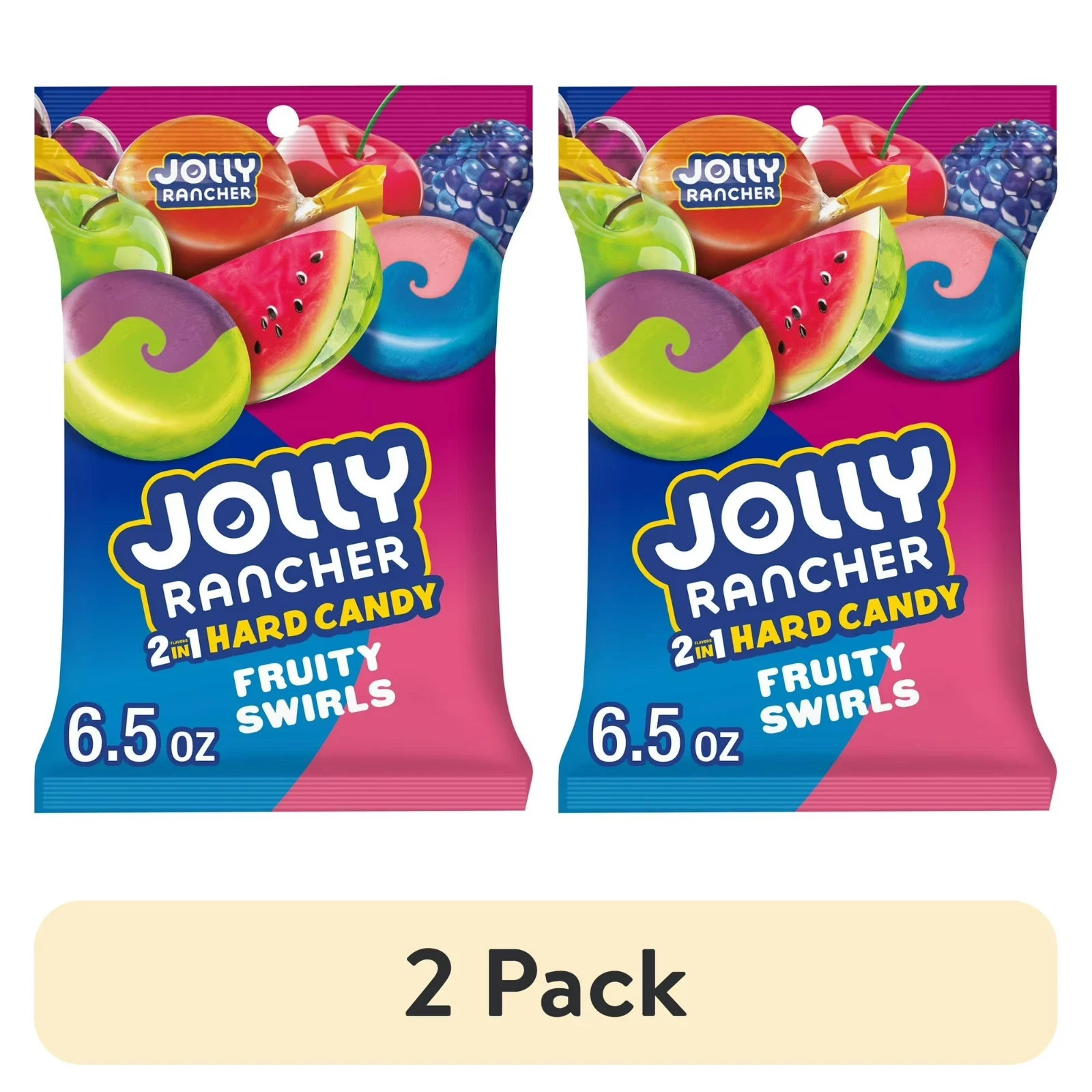Jolly Rancher 2-in-1 Fruit Flavored Hard Candy, Bag 6.5 oz (2 pack)