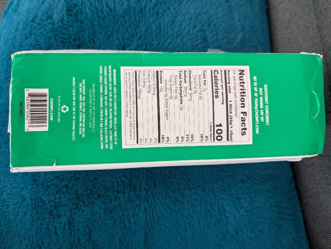 Beef Stick Jalapeno 1.15 Oz(Case Of 24) By Chomps. 27.6 oz