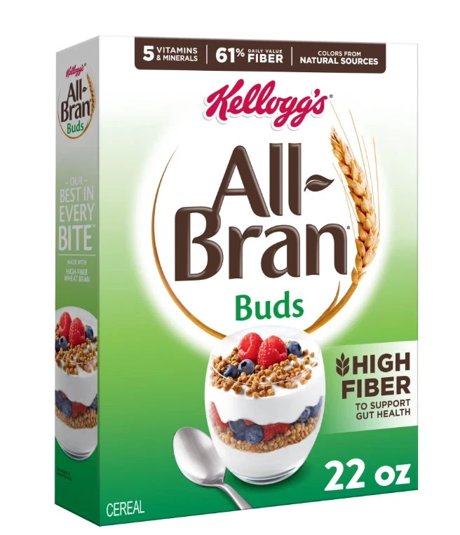 Kellogg’s All Bran Buds Breakfast Cereal, 8 Vitamins and Minerals, High Fiber Ce