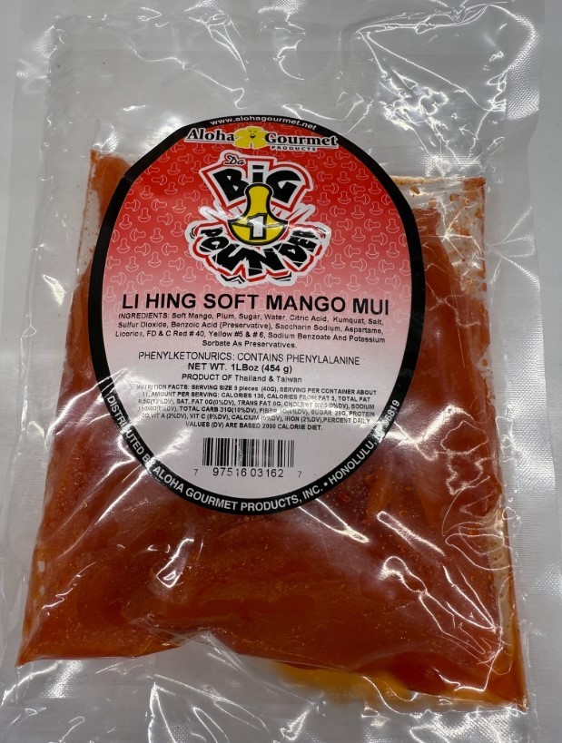 Aloha Gourmet Big Pounder Li Hing Soft Mango Mui 1 lb 454 grams (1bag)