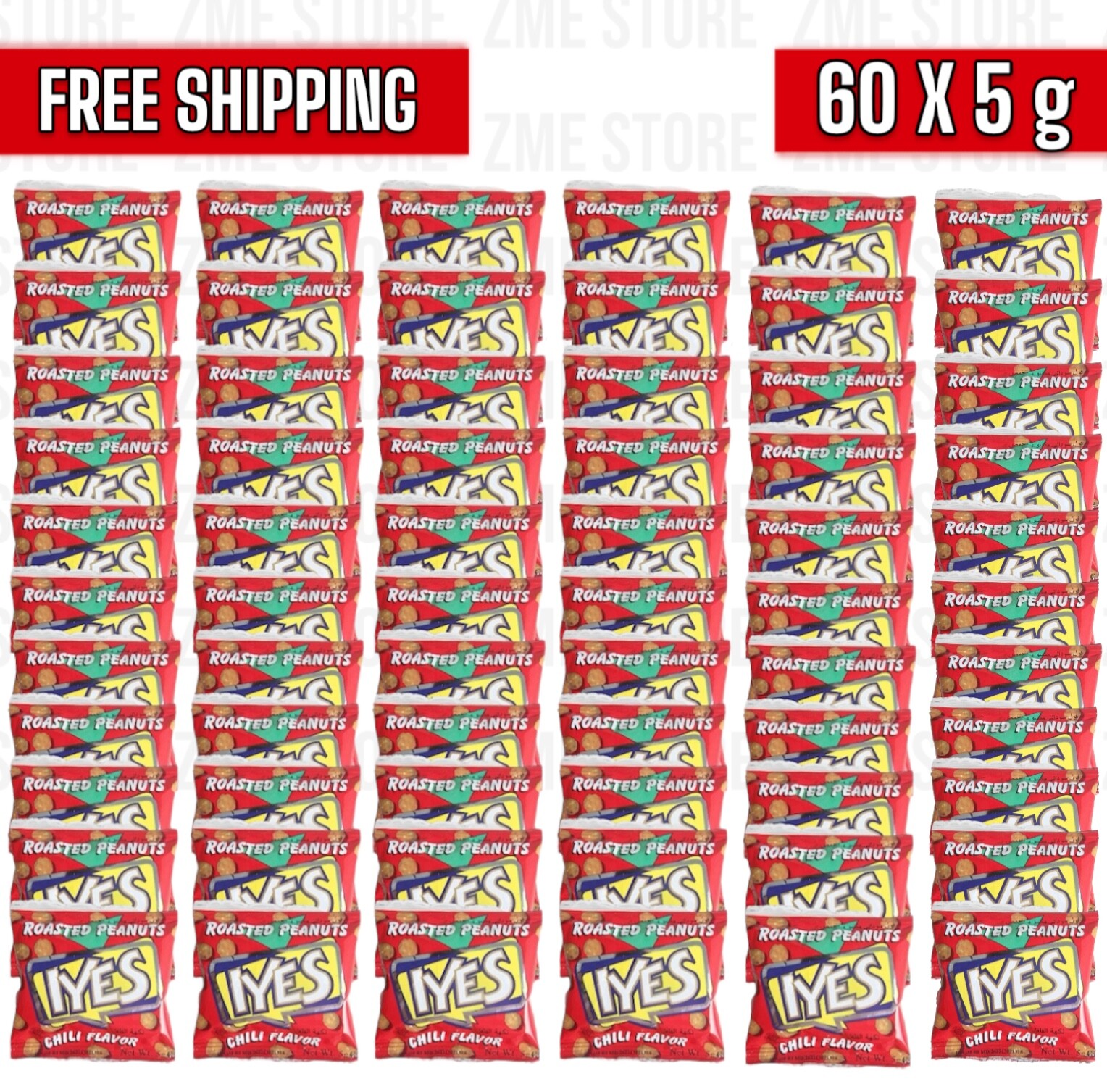 60 Packet X IYES Roasted Peanuts Chili Flavor (5 Gram) فستق بنكهة الفلفل