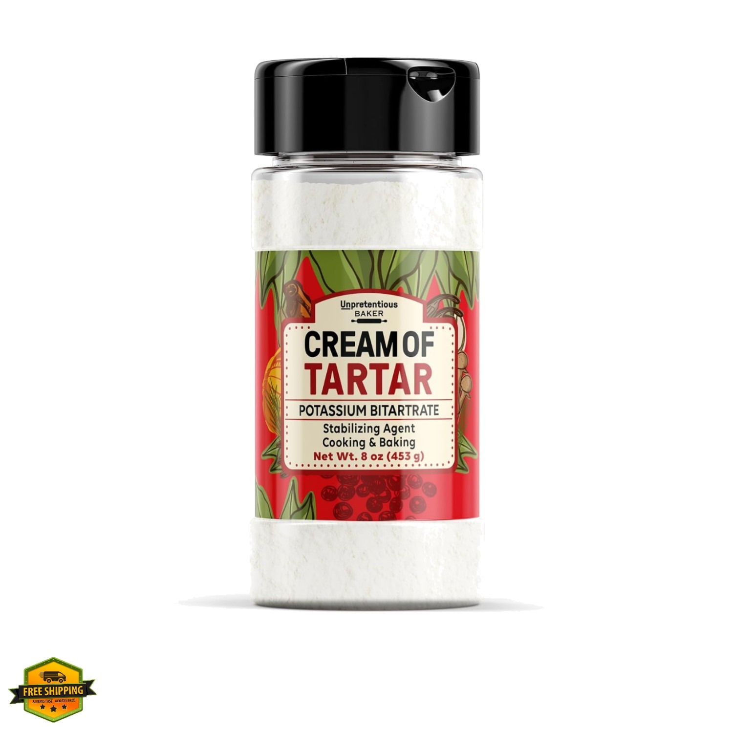 Cream of Tartar, 1 Cup, Non-GMO, Gluten Free, , Slotted Cap Spice Shaker