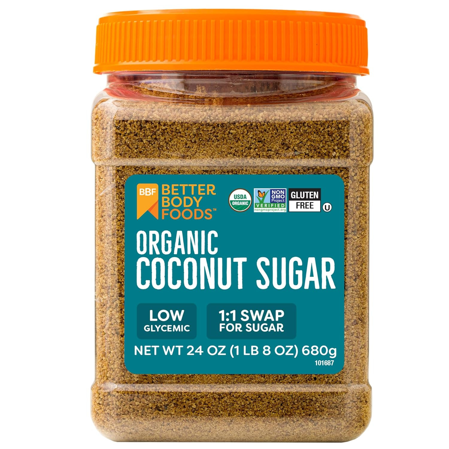 Betterbody Foods Organic Coconut Sugar, Gluten-Free, Non-Gmo, Low Glycemic Sugar
