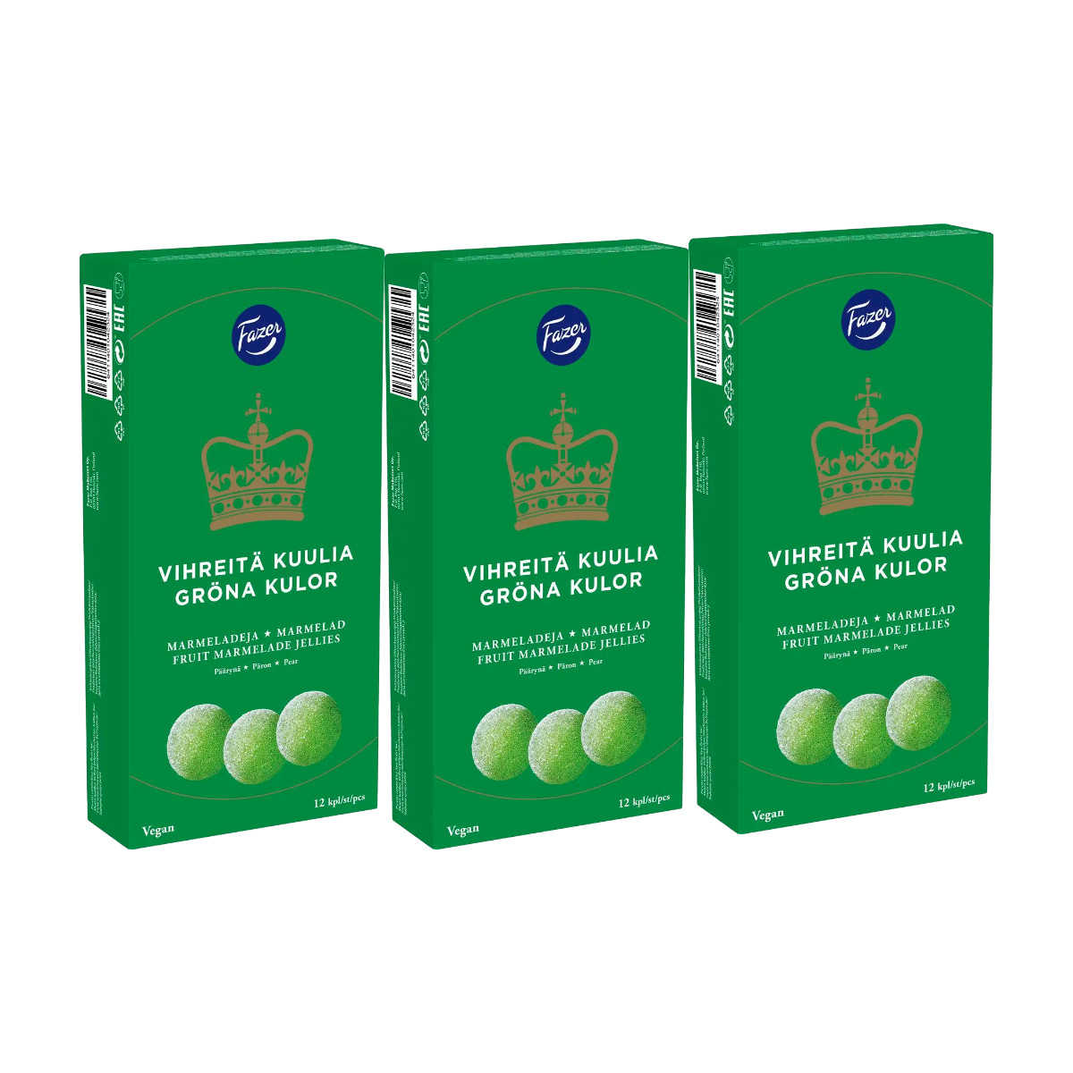 3 x Fazer Gröna Kulor 260g – Pear Marmalade Sweets