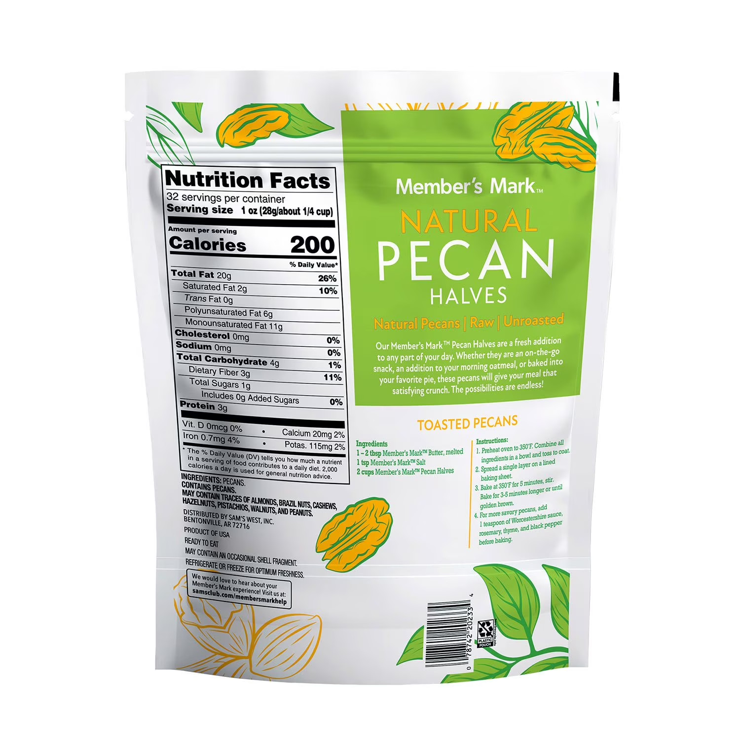 2 pack – Member’s Mark Natural Pecan Halves (2 lbs.) – free shipping