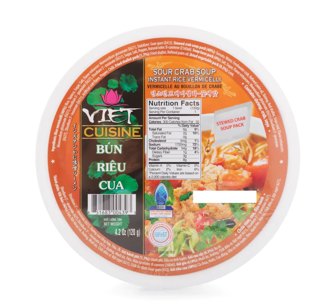 Vifon Sour Crab Soup Rice Vermicelli 4.2 oz – Pack of 6