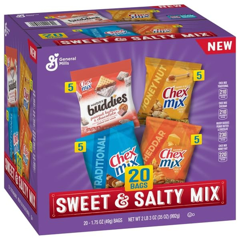 Sweet and Salty Snack Variety Pack, Muddy Buddies Peanut Butter and Chocolate,