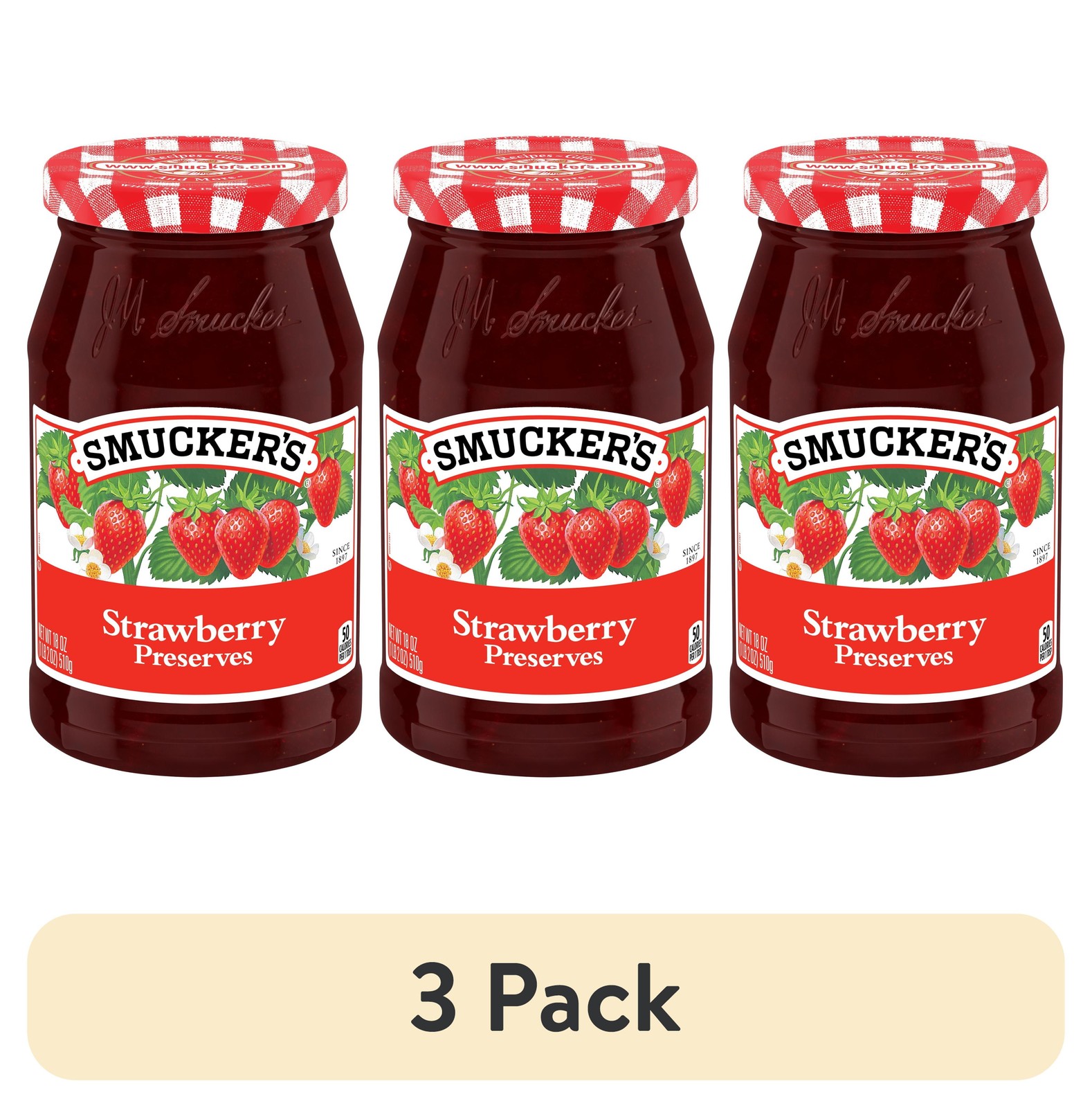 (3 pack) Smucker’s Strawberry Preserves, 18-Ounce