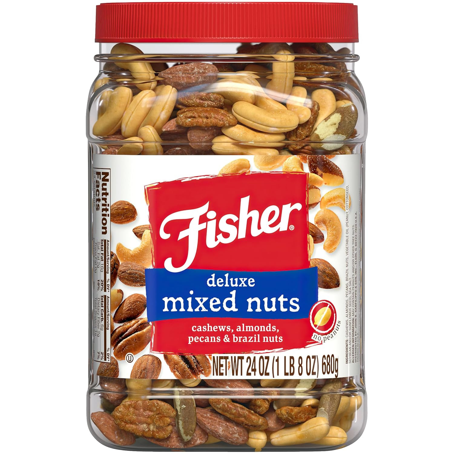 Snack Deluxe Mixed Nuts, 24 Ounces, Cashews, Almonds, Pecans, Brazil Nuts, 100%