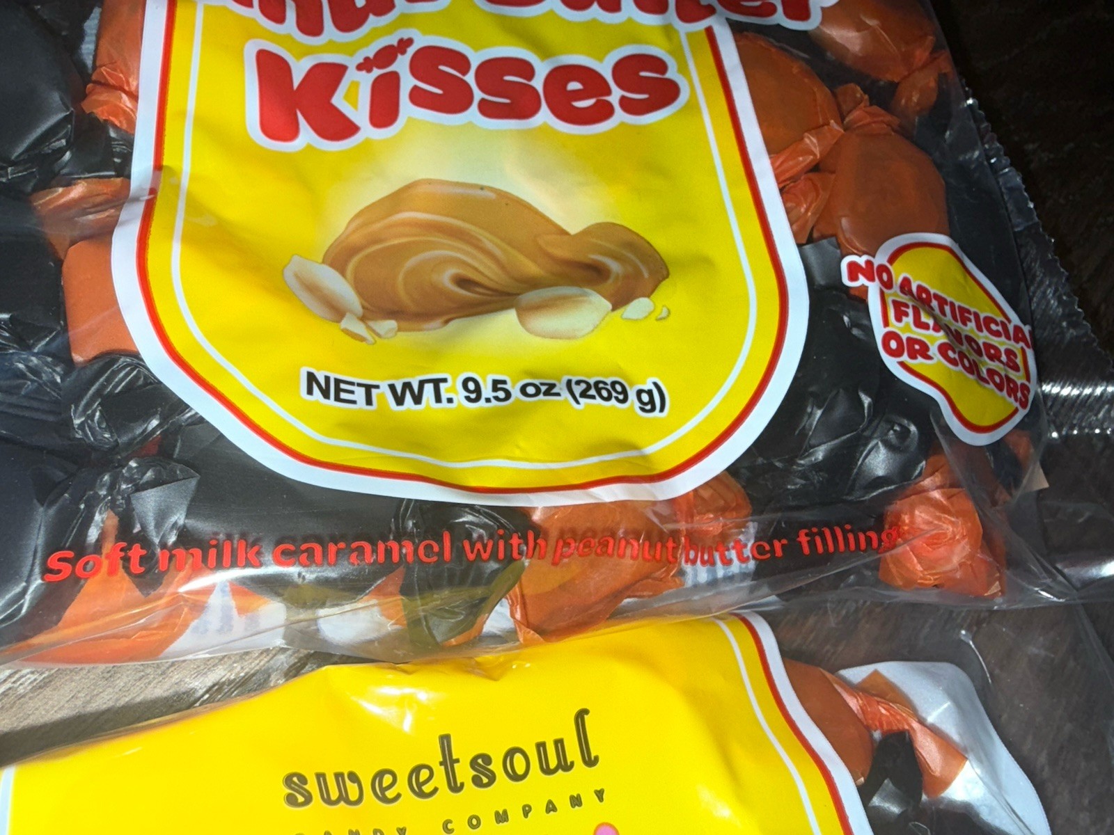 Peanut Butter Kisses ~ Sweetsoul Halloween Candy 2-Bags 9.5 oz Each ~ 08/2026