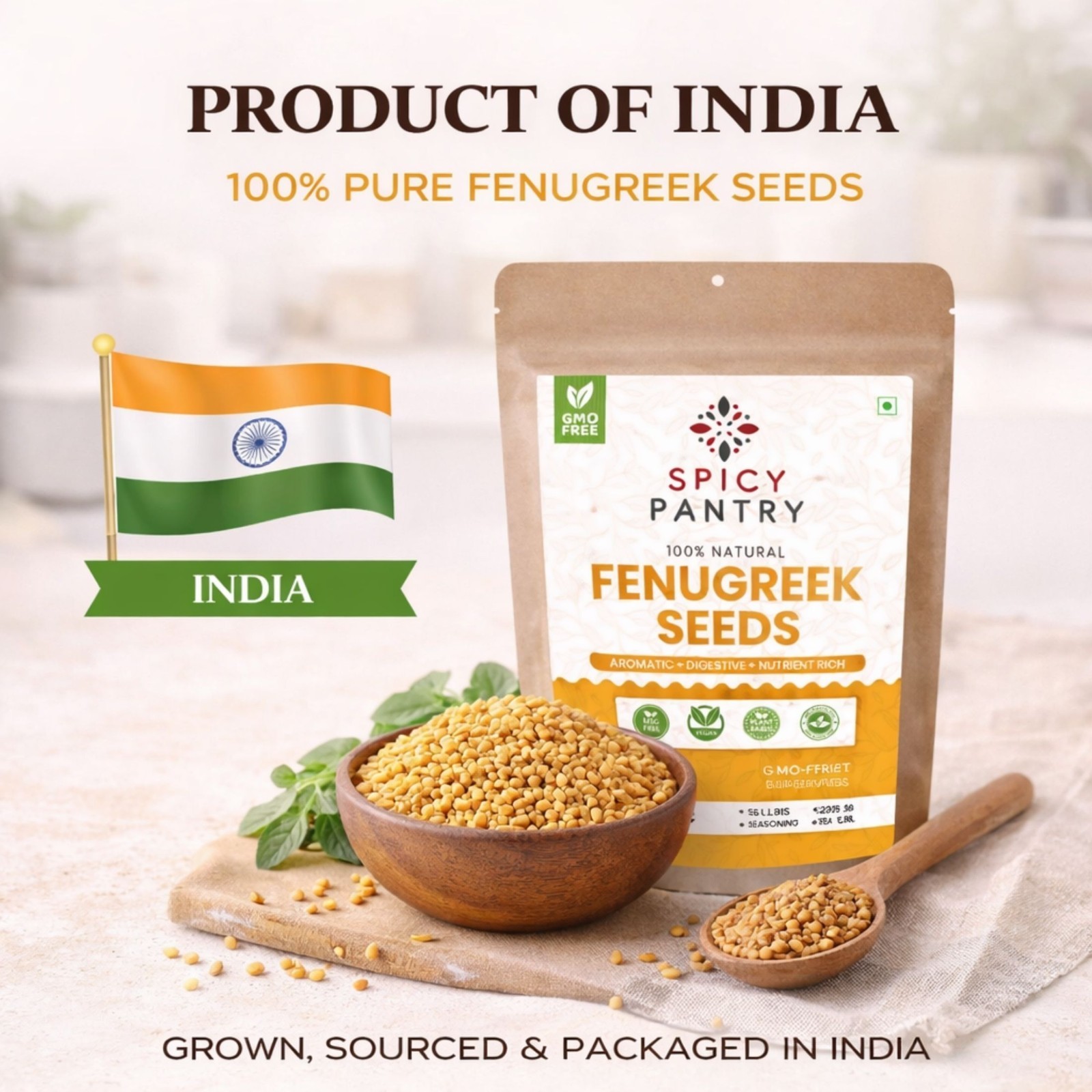 Fenugreek (Methi) Seeds Whole – 4 oz Premium Spice for Cooking & Sprouting