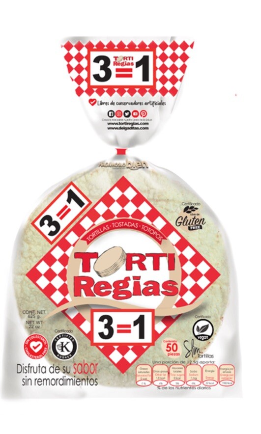 4PCK. TORTIREGIAS DELGADITAS WHITE CORN TORTILLAS DE 50 c/u – FREE SHIPPING