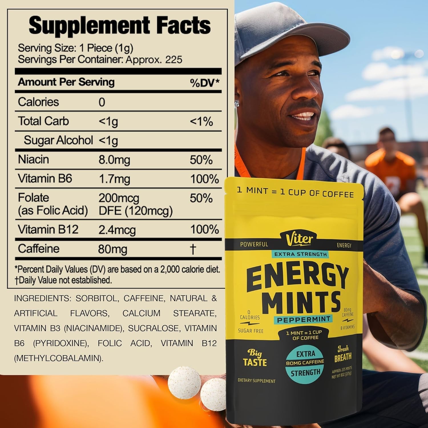 Extra Strength Energy Mints, Peppermint Flavor