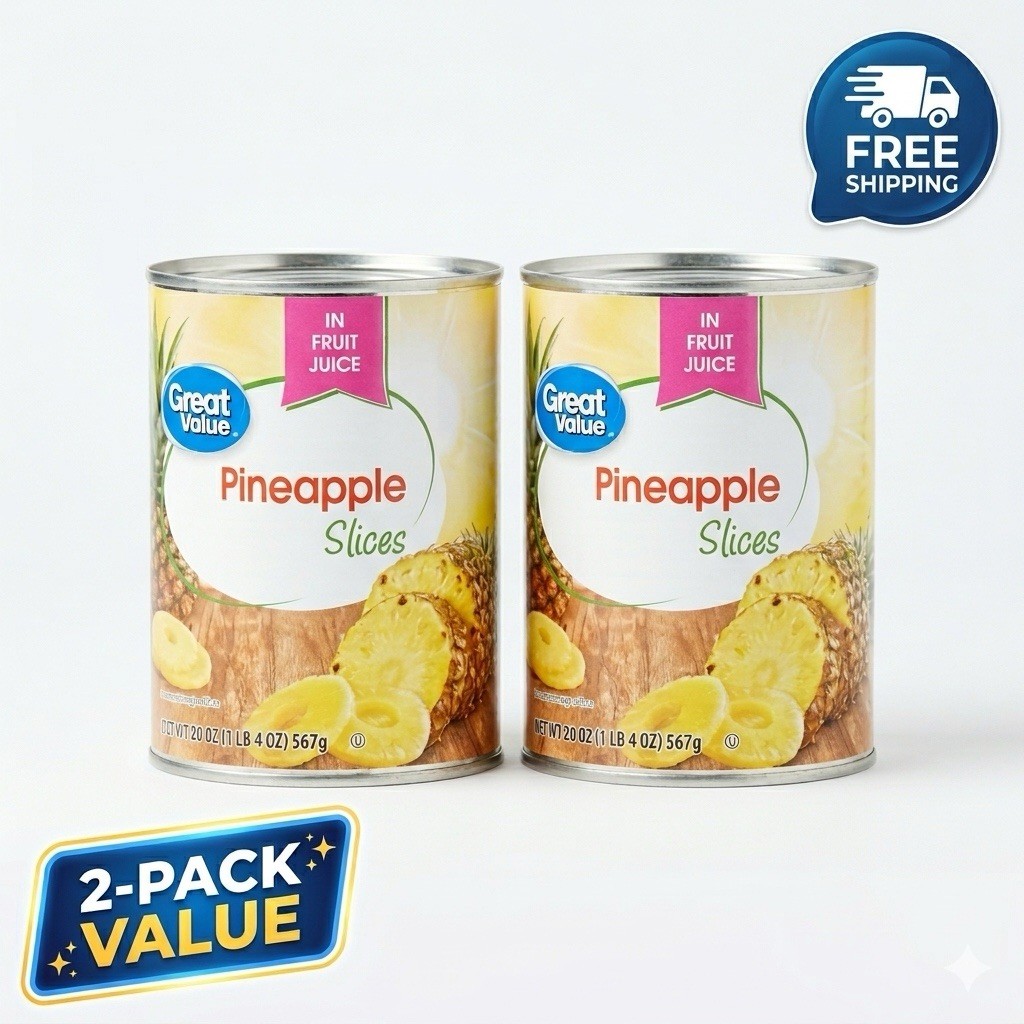 2 Pack Canned Pineapple Slices in Juice 20 oz Sweet Fruit Ready to Eat2 Pack Can