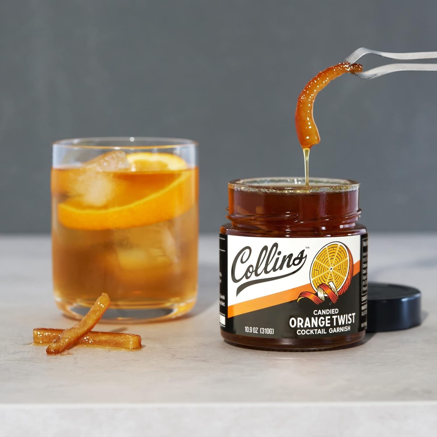 10.9 oz Orange Peel Twists in Syrup – Perfect Garnish for Cocktails and Desserts