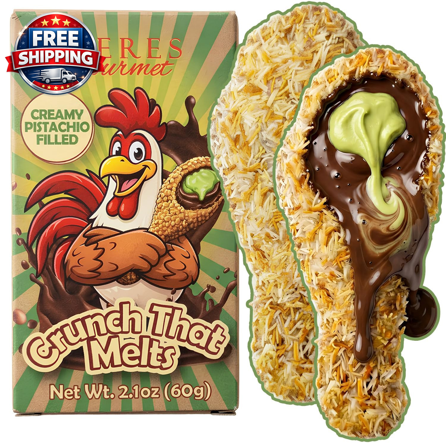 Dubai Chocolate Bar – Fun Chicken Drumstick Candy with Pistachio Cream 60G