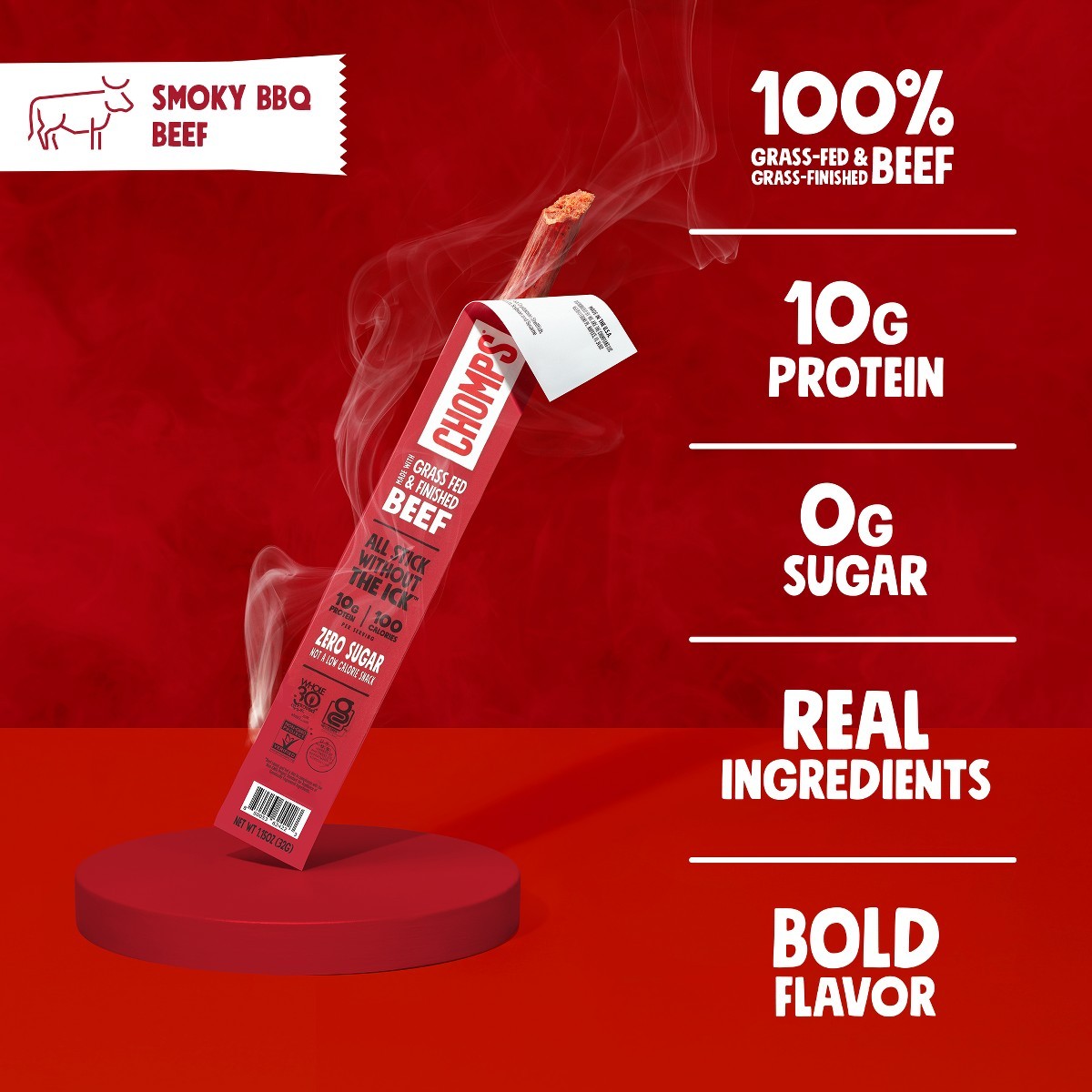 Chomps Snack Sticks Smoky BBQ Beef Meat Sticks – 9.2oz/8ct