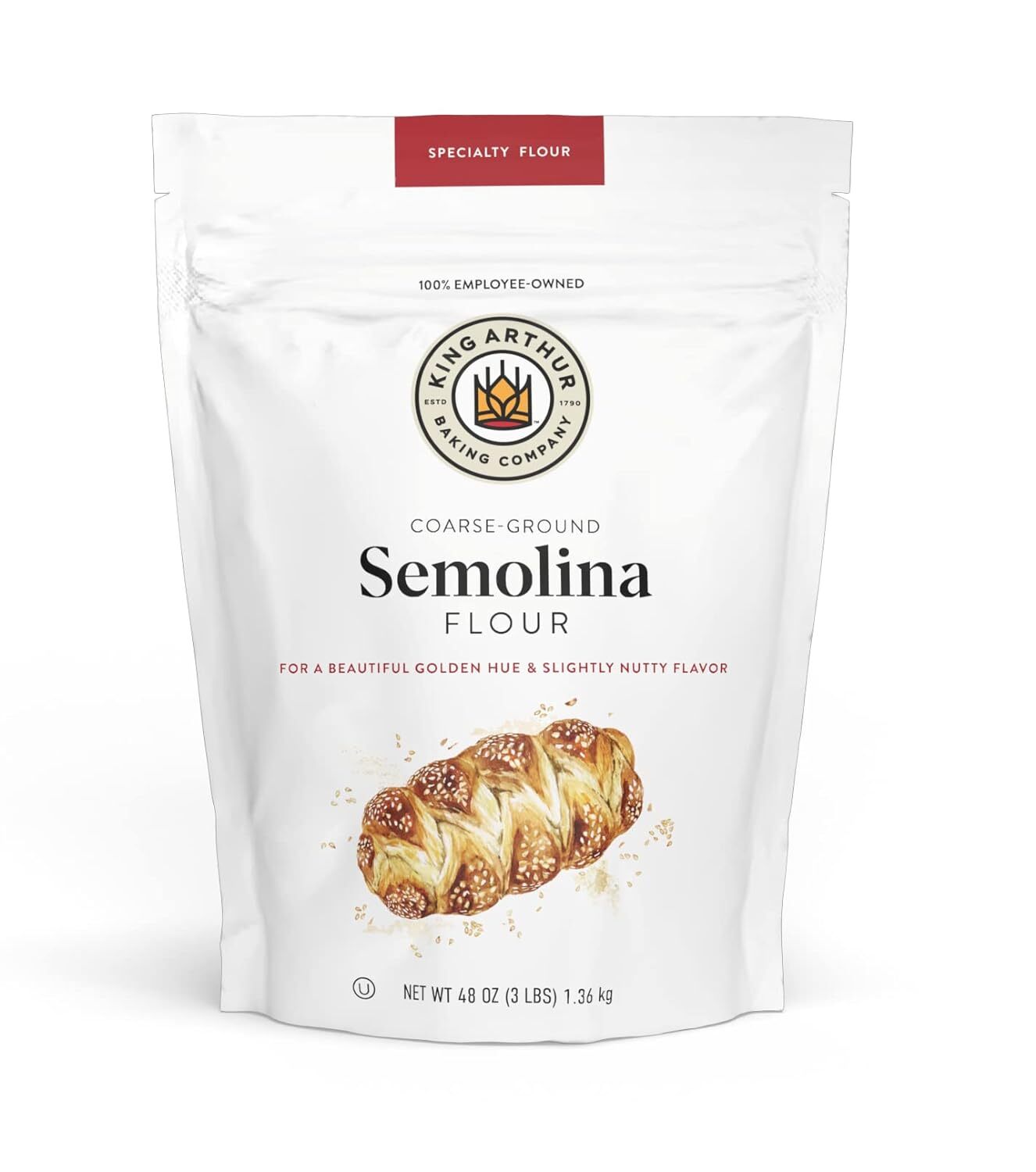 Semolina Flour, Coarse Ground, High Protein Durum Wheat, Kosher, 3Lb