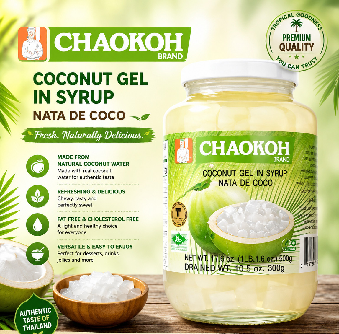 Chaokok Coconut Gel in Syrup 17.6oz