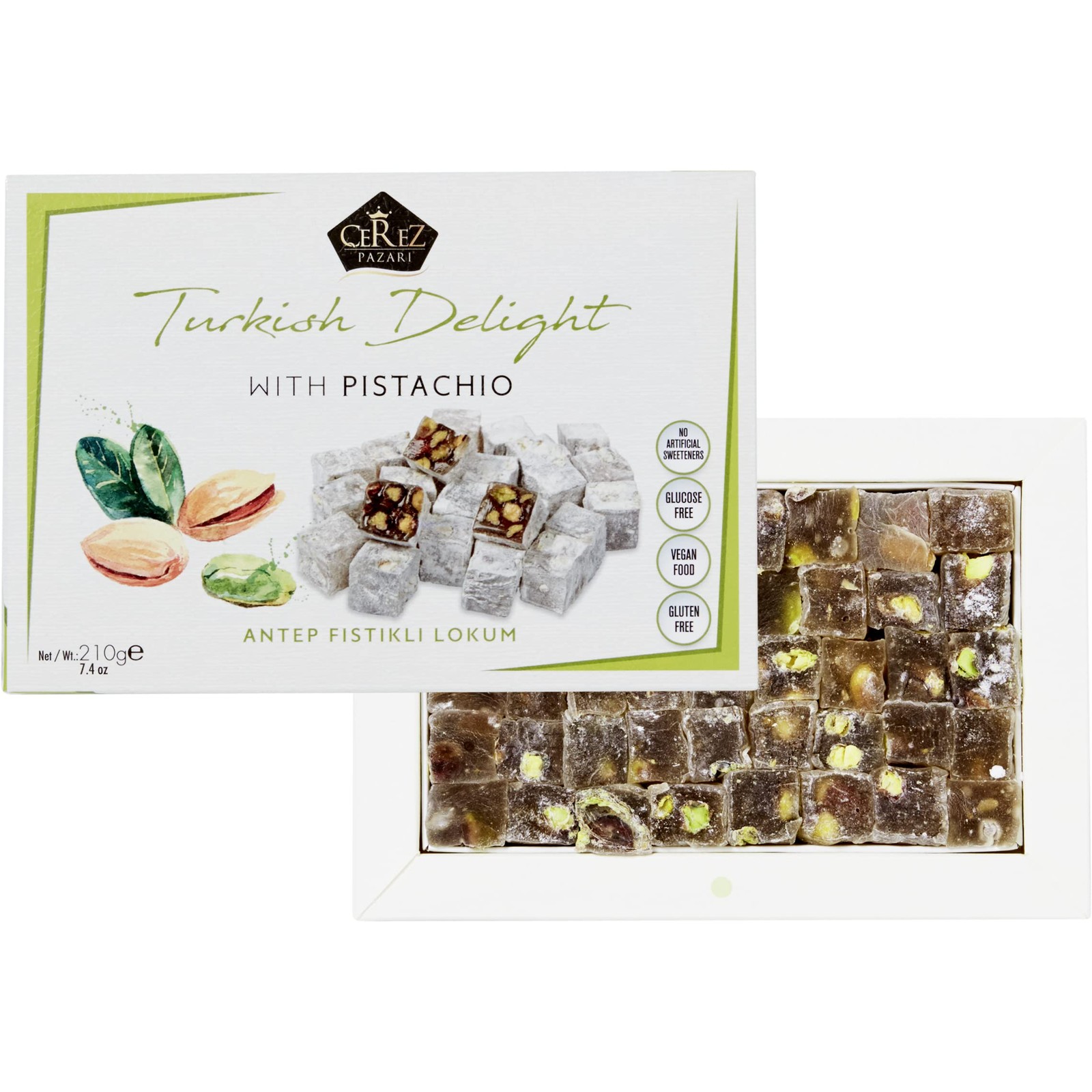 Cerez Pazari Turkish Delight Pistachio Candy, Gourmet 4.4 Ounce (Pack of 1)