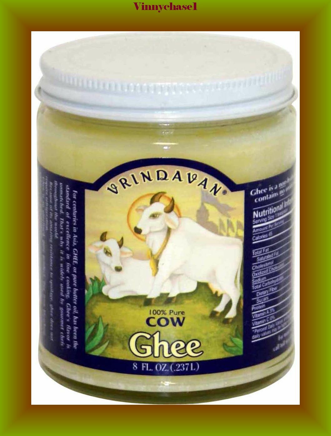 Vrindavan Indian Pure Cow Desi Ghee-8 fl oz-Clarified butter
