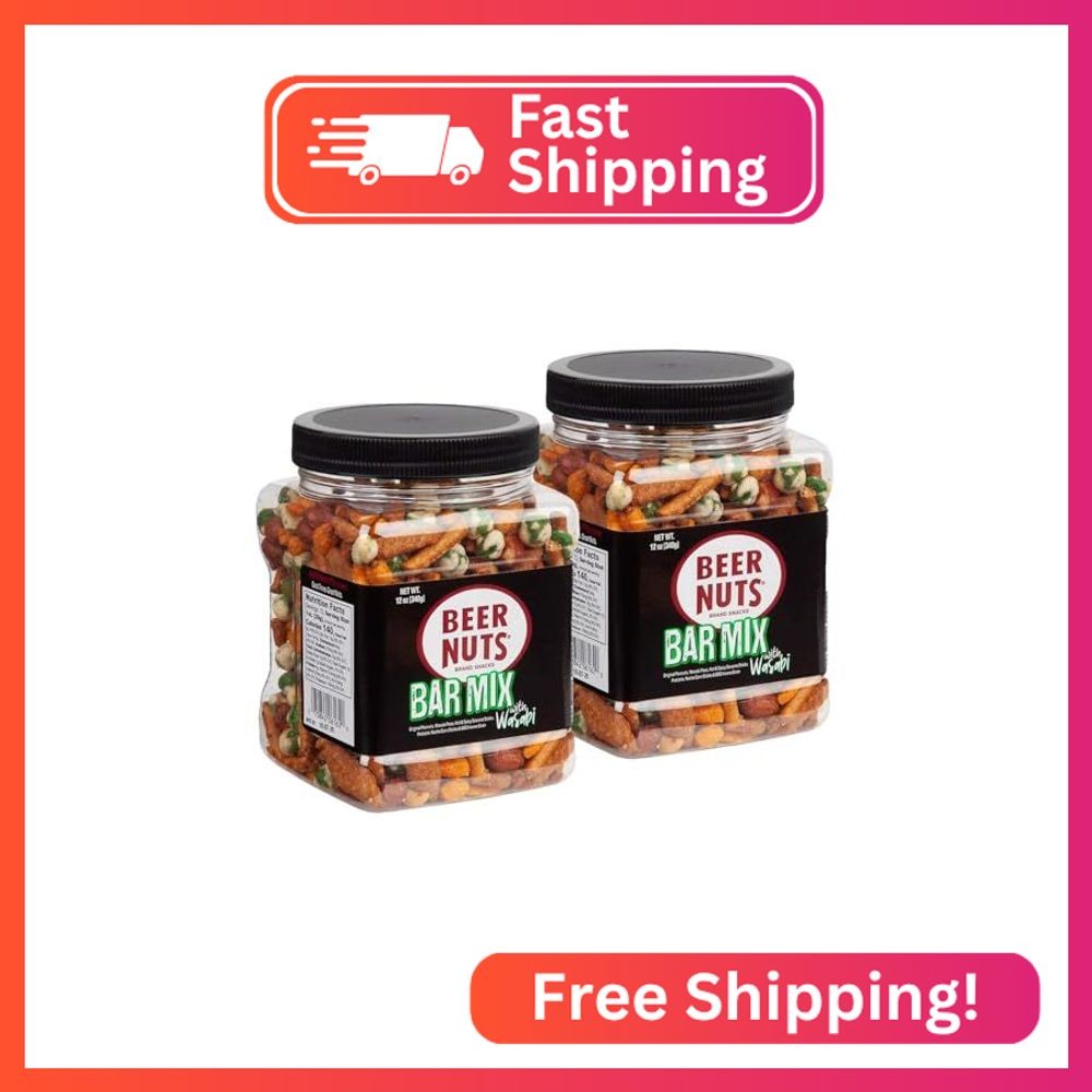 BEER NUTS Bar Mix w/Wasabi – Pretzels, Cheese Stix, Sesame Stix, Insane Grain &
