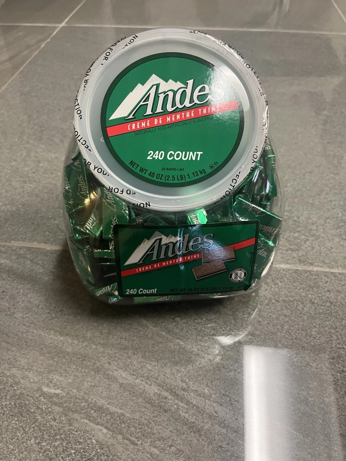 Andes Crème de Menthe Chocolate Mint Thins 240 Count 40 oz Tub Free Ship