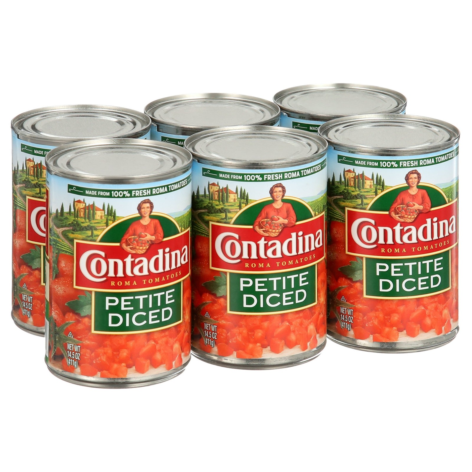 (6 Pack) Contadina Petite Diced Tomatoes, 15 oz cans,free shipping..