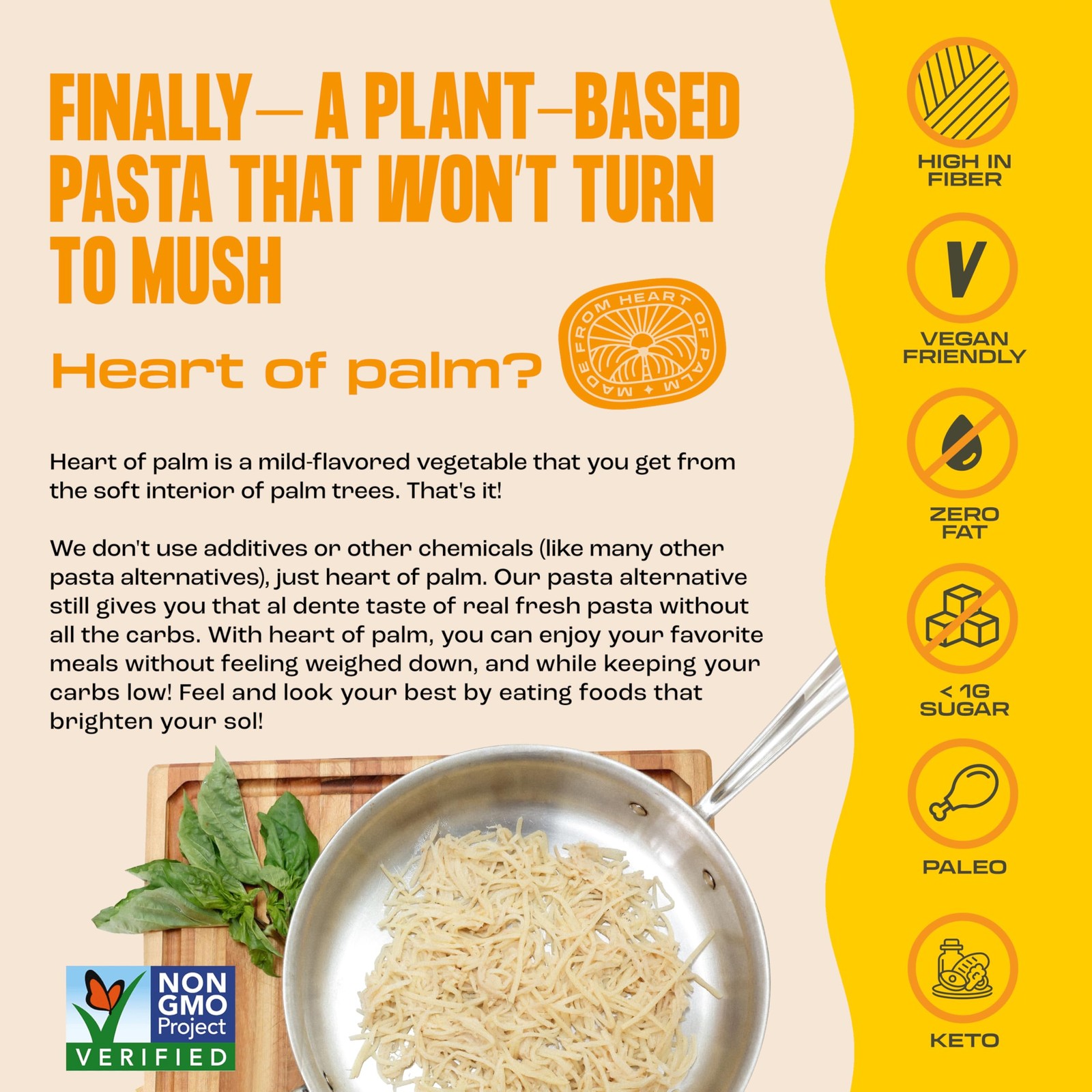 Food for the Sol Hearts of Palm Pasta (3-Pack) – Vegan, 12 Ounce (Pack 3)