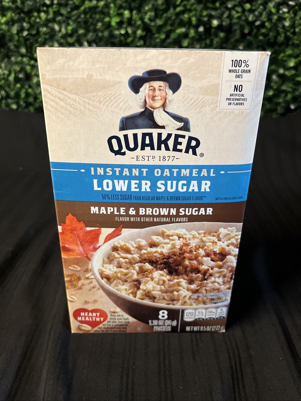 Quaker LOWER SUGAR Instant Oatmeal MAPLE & BROWN SUGAR, 8 Packets / 9.5 Oz. Box