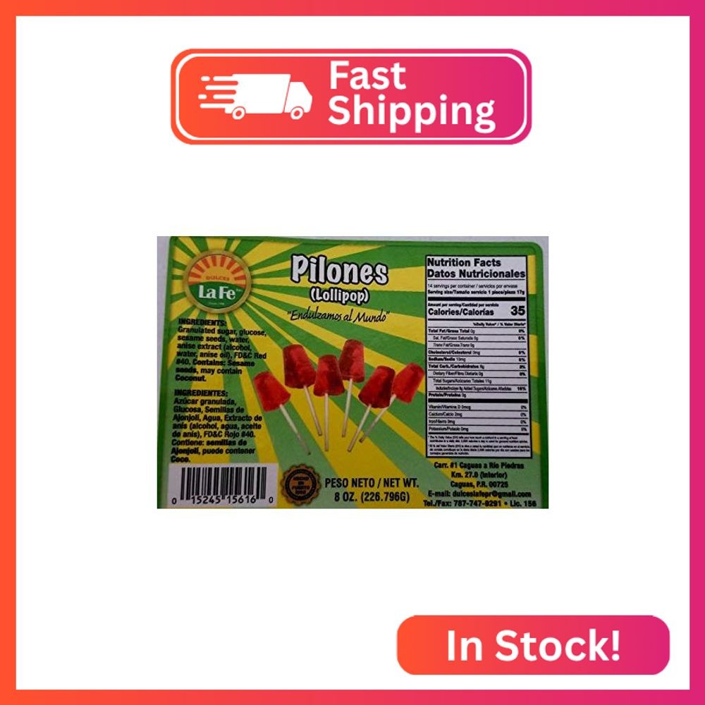 Anise Lolipops (Pilones de Anis) By Fabrica De Dulces La Fe (1 Pieces) 6 Oz Pack