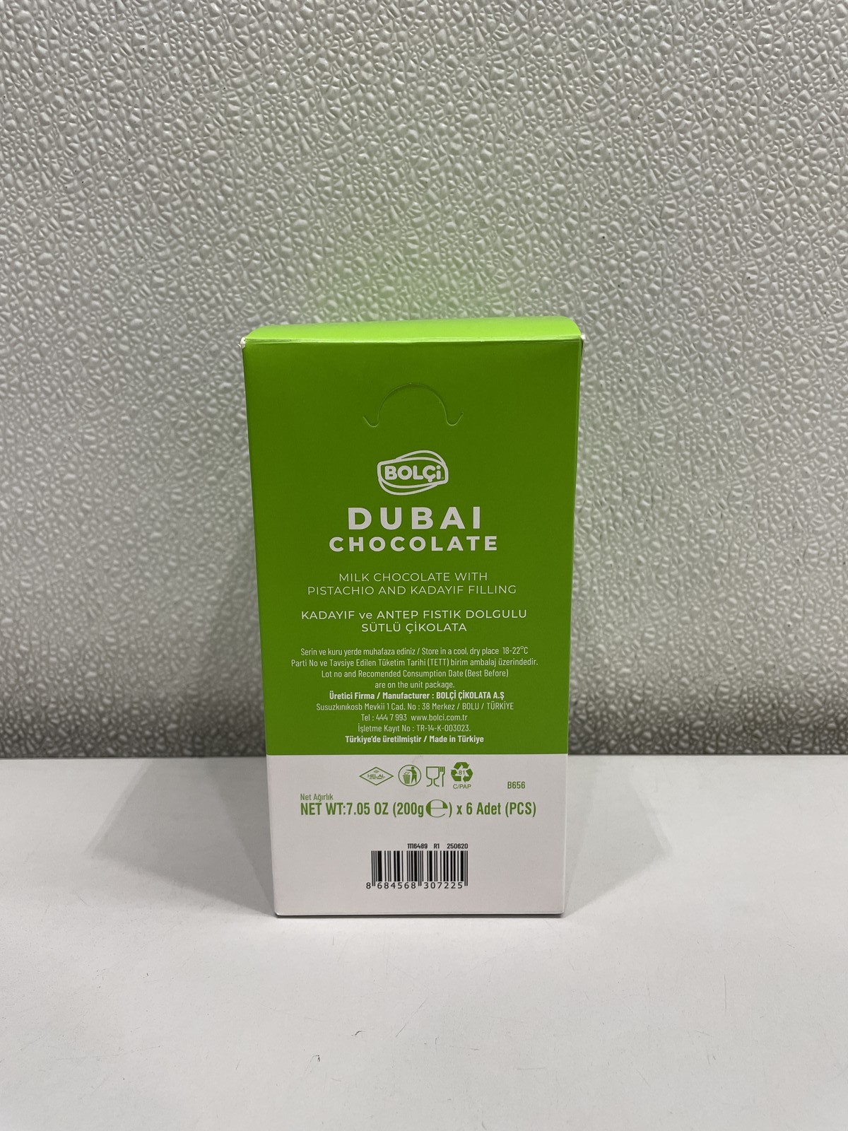 Lot Of 6 Bolci Dubai Chocolate With Kadayif & Pistachio Filling 7.05 oz, 08/2027