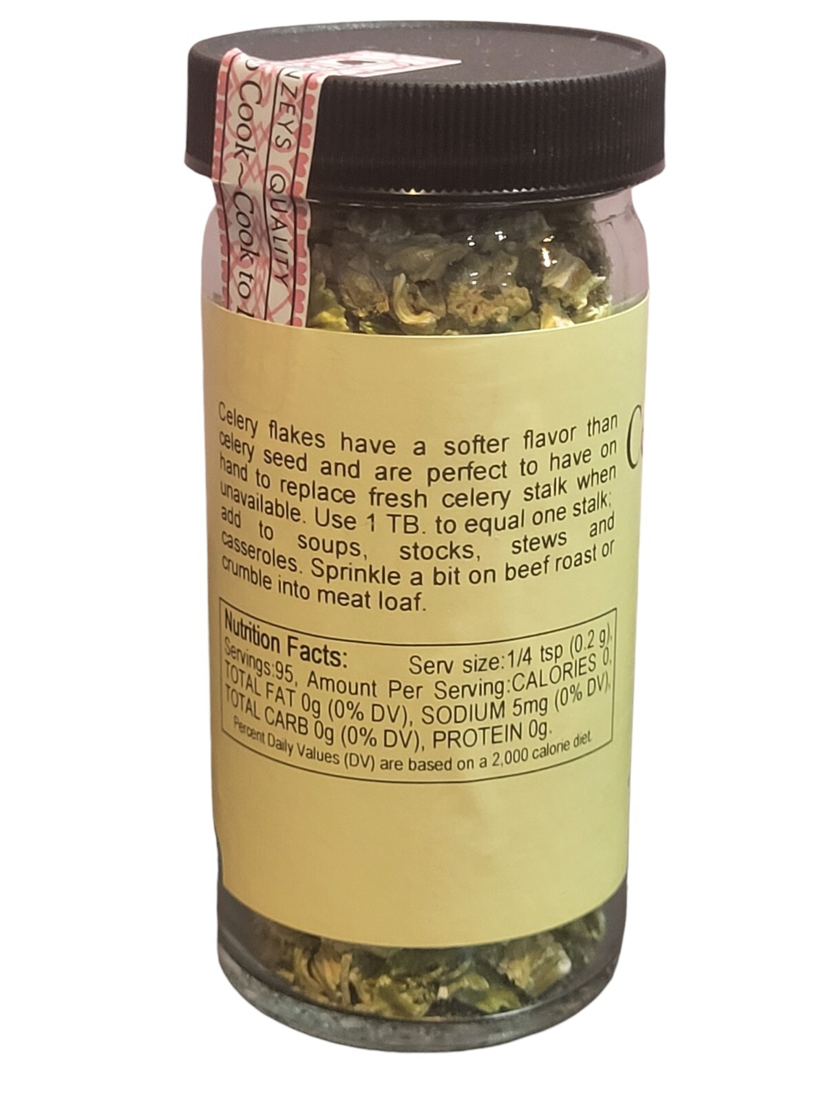 Celery Flakes Coarse Cut By Penzeys Spices 0.7 oz 1/2 Cup Jar Exp 5/2026