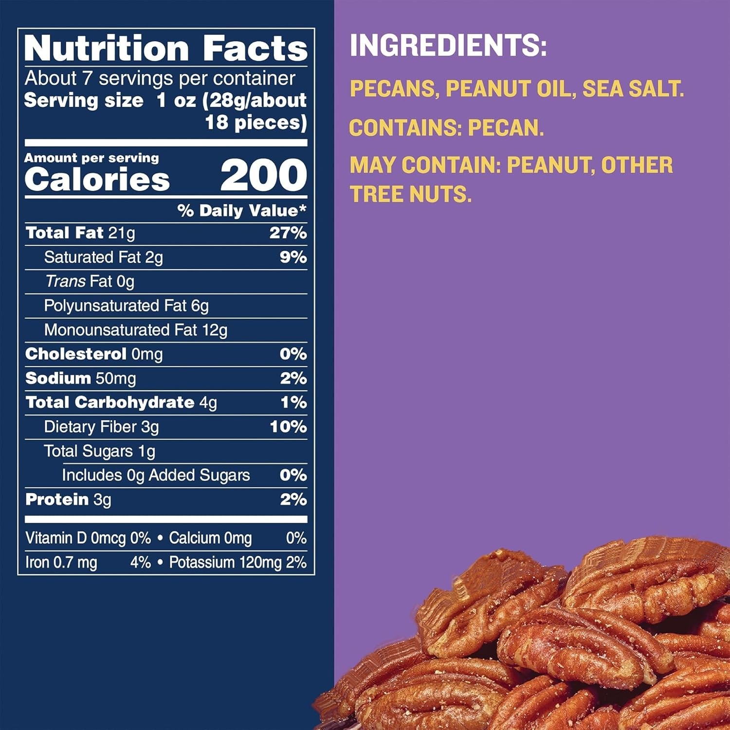 Crunchy Salted Roasted Pecan Nuts – 7.25 oz Plant-Based Protein, On-The-Go Snack