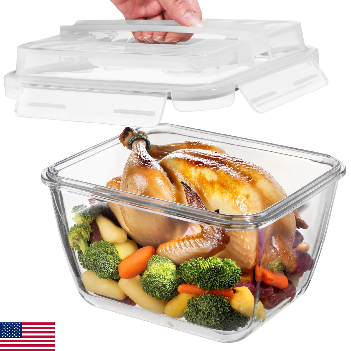 Razab 17 Cup 132 Oz Glass Food Storage Container Leakproof Lid