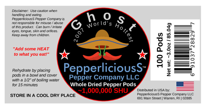 100 PODS GHOST – 2007 Guinness Worlds Hottest – Whole Dried Chile Pepper Pods