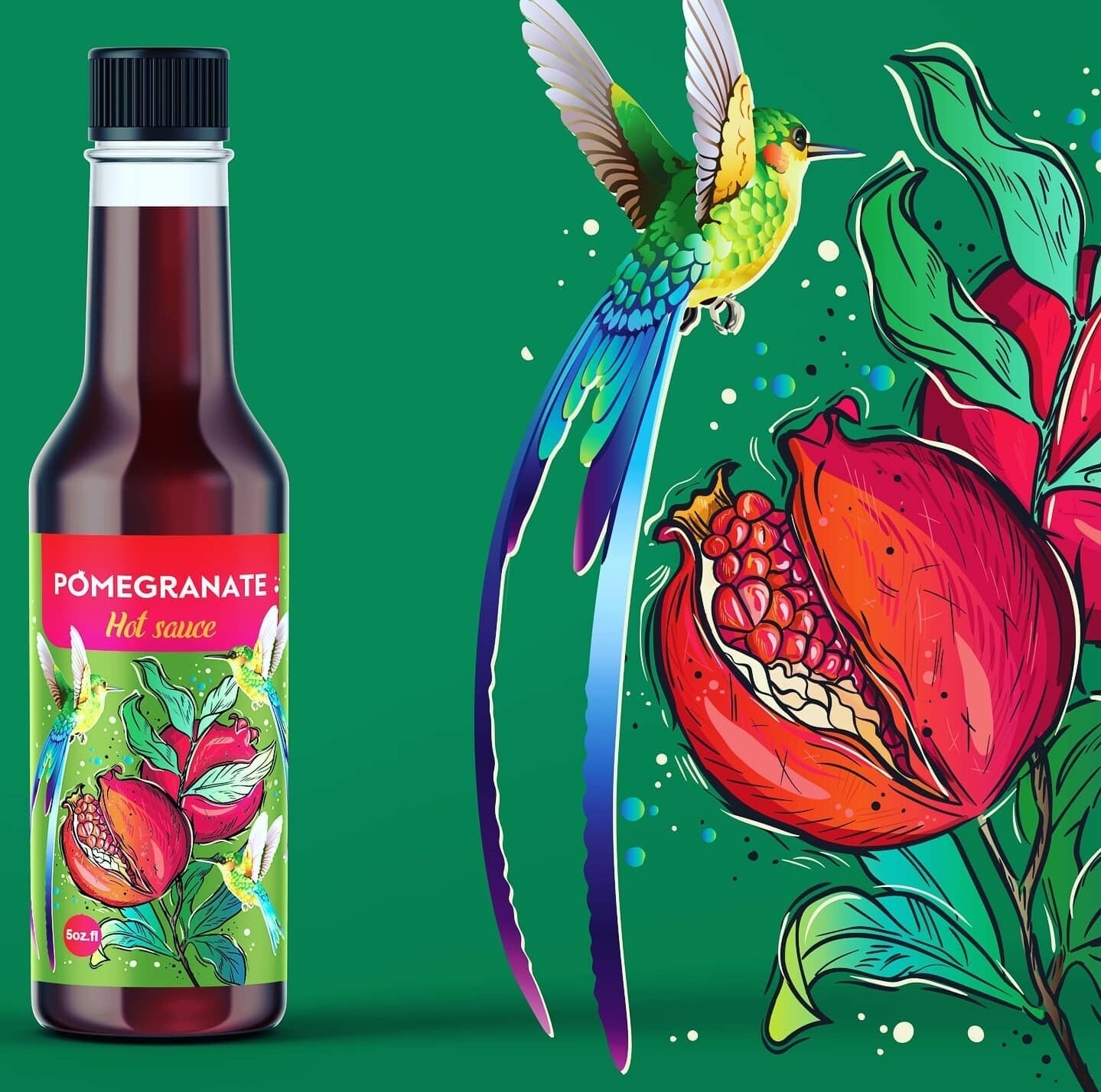 Pomegranate Hot Sauce 5 Oz Bottle Mediterranean Mild Hot Sauce Middle Eastern