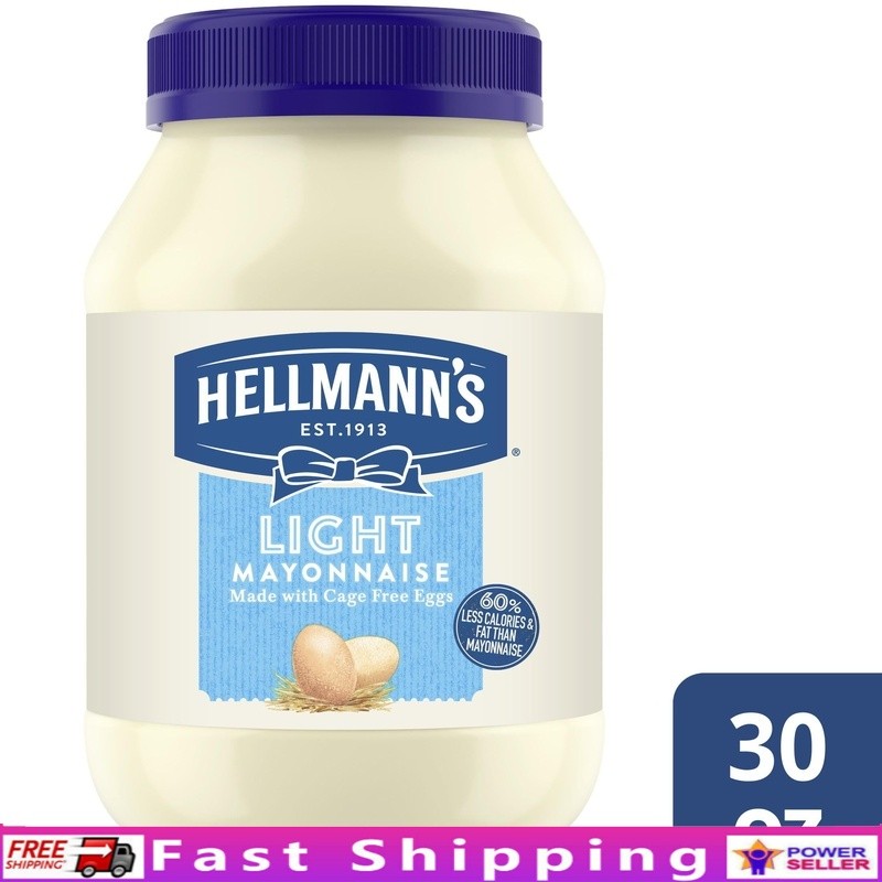 Cage Free Light Mayonnaise 30oz Creamy Low Fat Gluten Free Condiment Omega 3 New