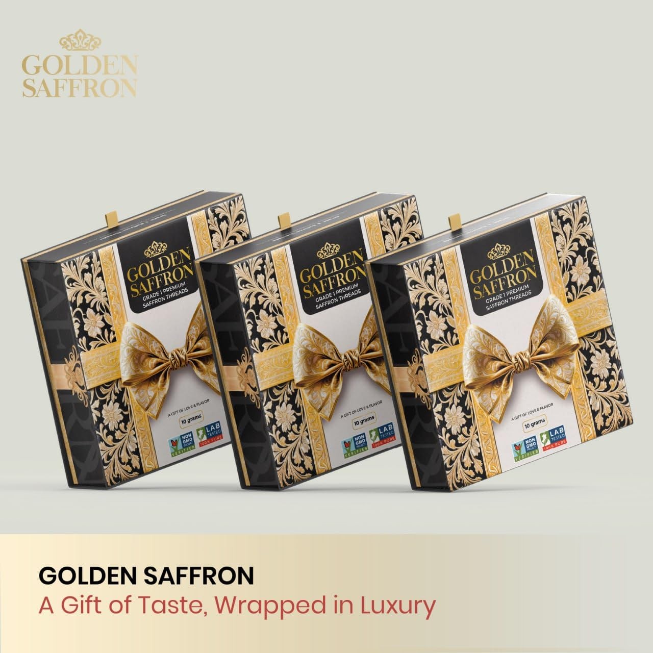 Golden Saffron Luxtury Gift Box, Premium All Red Saffron Threads, Grade A+ Su…