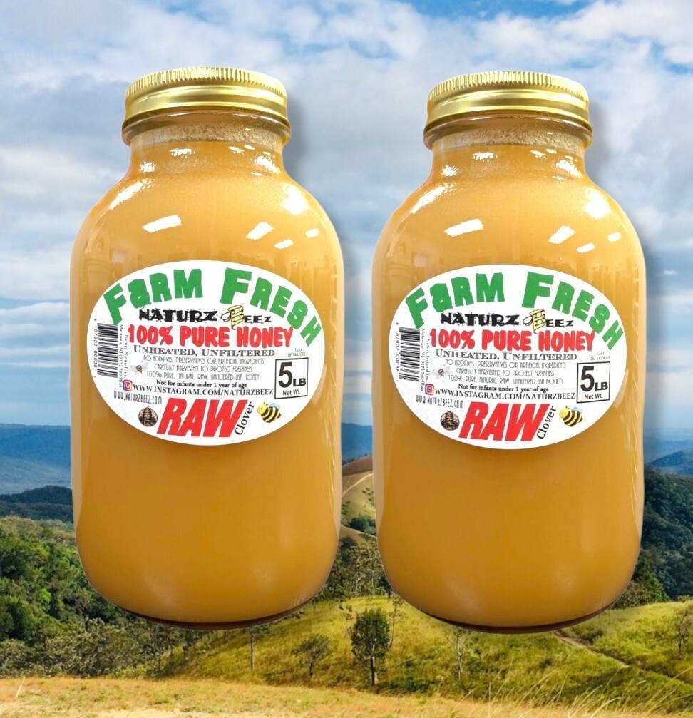2x RAW HONEY 5LB Includes Two 5lb Jars 100% RAW CLOVER 5LB