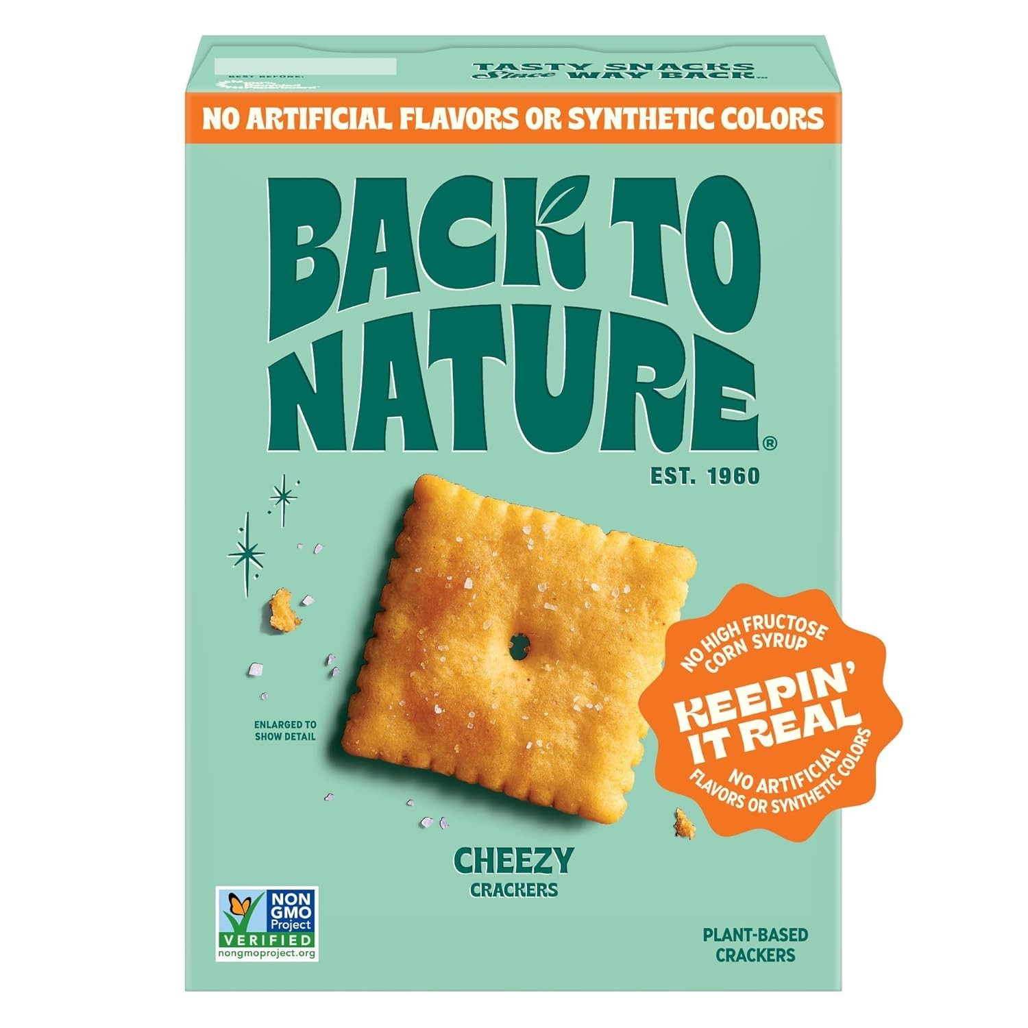 Back to Nature Cheezy Square Crackers (Plant-Based Cheese) – Non-GMO, 5 oz