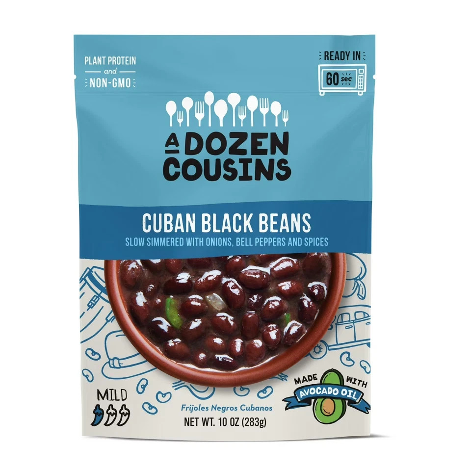 3 Pack A Dozen Cousins Cuban Black Beans Vegan Gluten Free Microwaveable 10oz