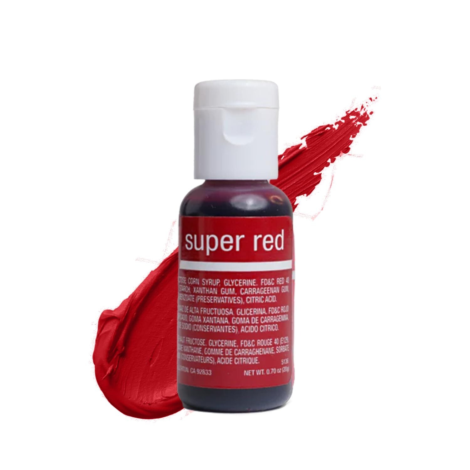 Chefmaster Super Red Liqua-Gel Food Coloring 0.7 oz Vegan USA