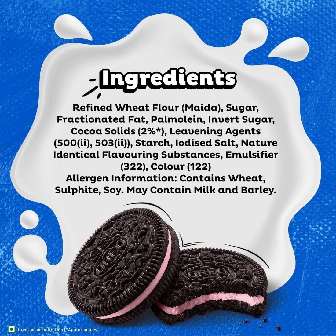 Cadbury Oreo Strawberry Cream Sandwich Biscuits 108.55g Pack of 3 Free Shipping