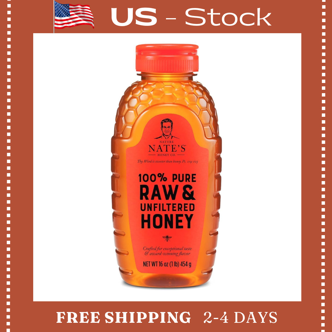 Nate’s 100% Pure, Raw & Unfiltered Honey Award Winning Taste, 16 oz. Squeeze