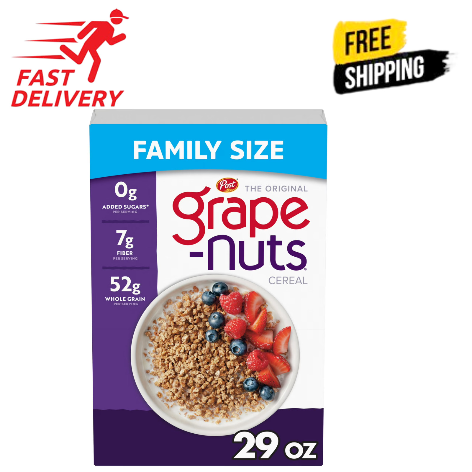 Post Grape Nuts Original Breakfast Cereal Crunchy Whole Grain 29 oz Box