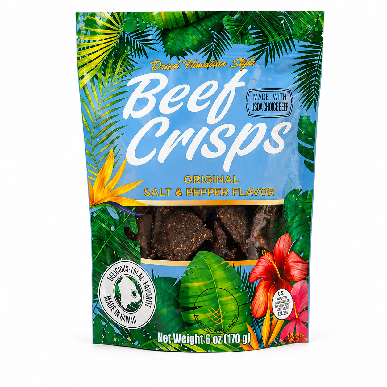 Hawaiian Beef Crisps – Salt & Pepper Flavor – Crispy, High-Protein Snack – Made