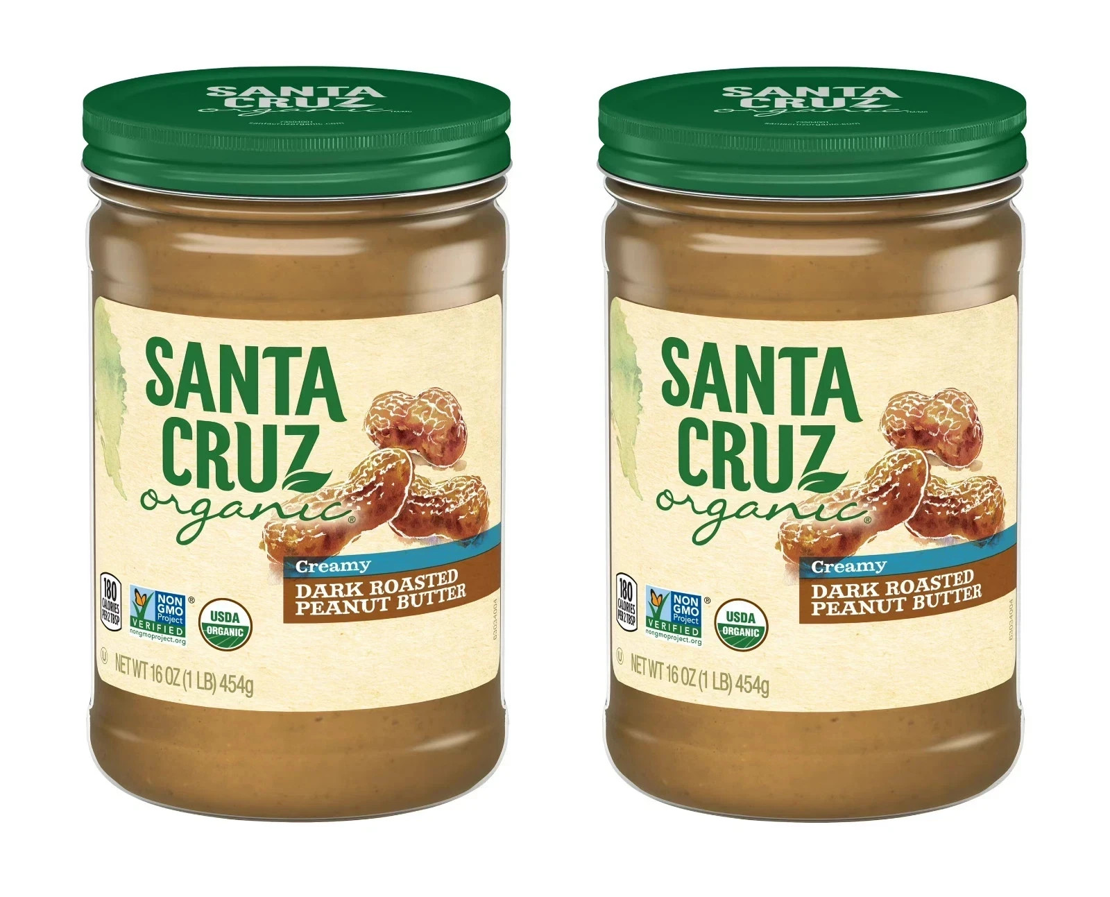(2 pack) Cruz Organic Creamy Dark Roasted Peanut Butter, 16 Ounces